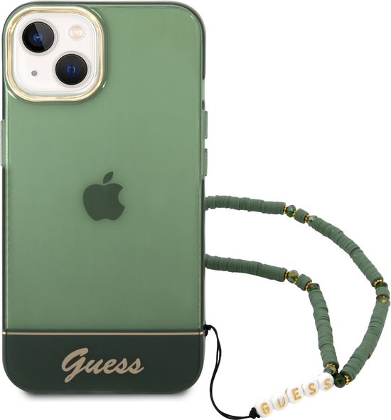 Coque Guess pour iPhone 14 Plus - Coque arrière - Transparente - avec cordon - Vert