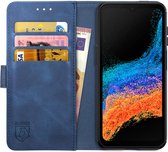 Rosso Element Book Case Wallet Hoesje Geschikt voor Samsung Galaxy Xcover 6 Pro | Portemonnee | 3 Pasjes | Magneetsluiting | Stand Functie | Blauw