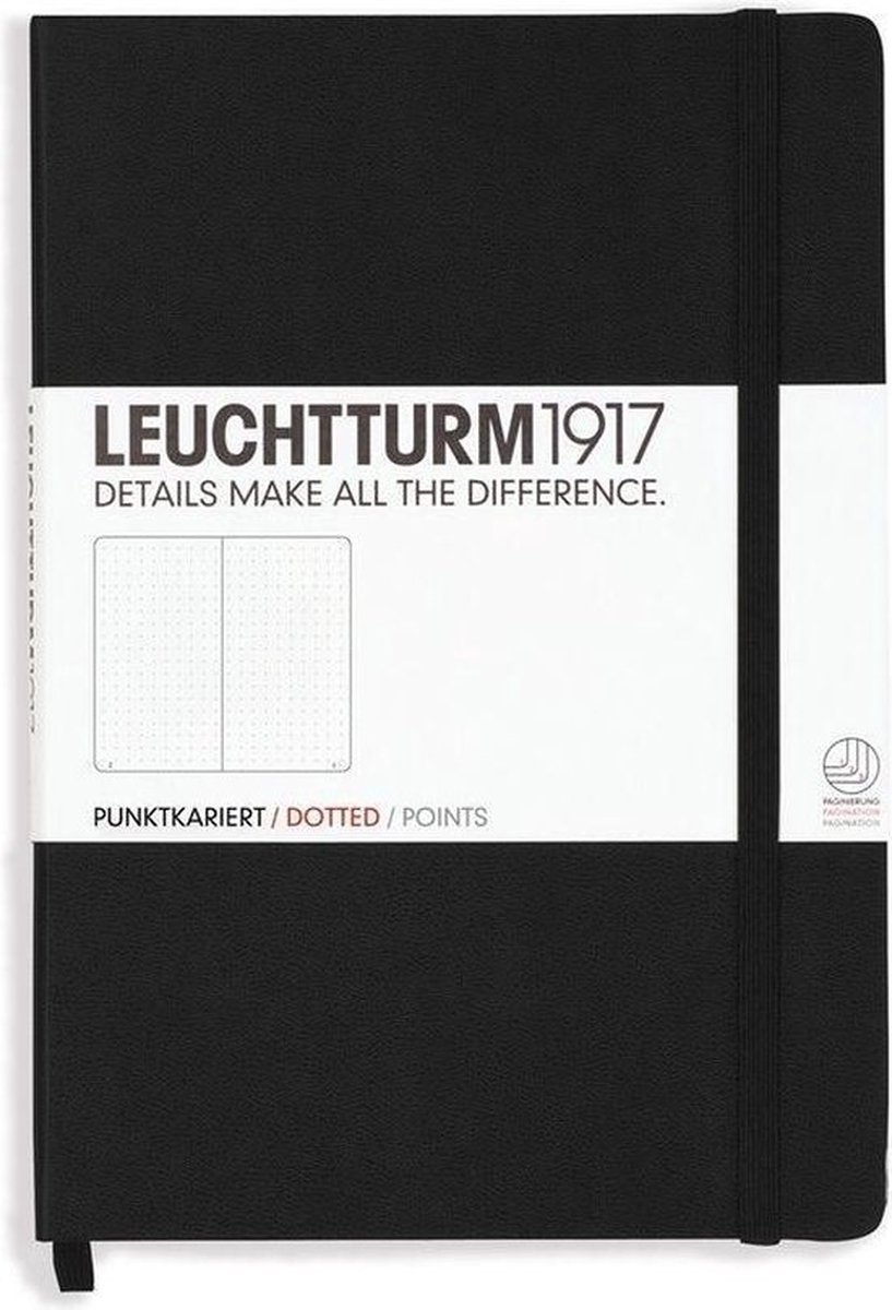 Leuchtturm 1917 Notitieboek Zwart – Medium (A5) – Puntjes