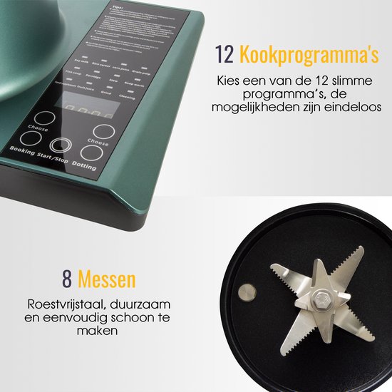 HOMBLE Soepmaker - Krachtige Blender - Blender met Warmtefunctie - Smoothie maker - 1000 Watt - 1,75 Liter