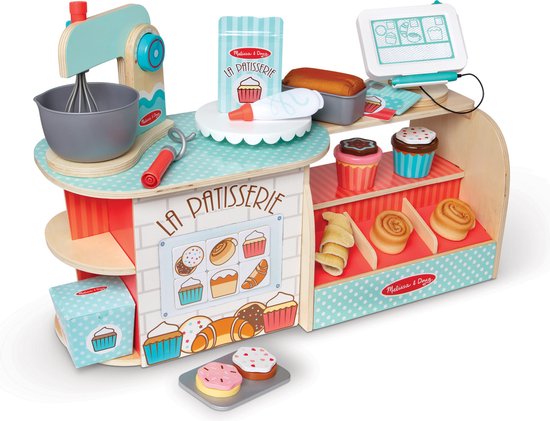 Afbeelding van het spel Melissa & Doug Houten bakkerij La Patisserie (39-delig) - Houten spellen voor kinderen - Rollenspeelgoed - Montessorispel - 3+ - Cadeau voor jongen of meisje