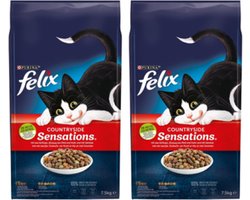 2x Felix Sensations Droog Countryside - Kattenvoer - 7.5kg