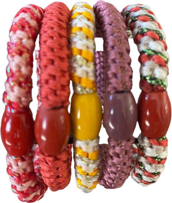 Cheveux à cheveux - pack de 5 - plusieurs couleurs - bracelet élastique - élastique  tressé | bol.com