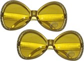 Multipak van 2x stuks glitter Disco Toppers party verkleed bril in het goud
