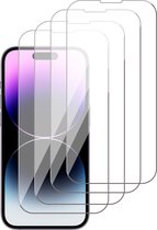 Screenprotector geschikt voor iPhone 14 Pro - Gehard Glas Beschermglas Tempered Glass Screen Protector - 4 Stuks