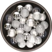 Kerstballen - 48x stuks - kunststof - zilver - 6 cm - onbreekbaar