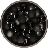 Kerstballen - 48x stuks - kunststof - zwart - 6 cm - onbreekbaar