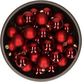 Kerstballen - glas - 36x stuks - bordeaux rood - 6 cm - mat en glans