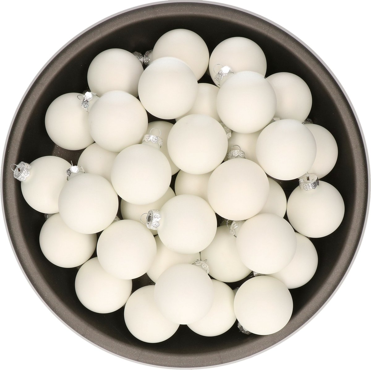 Kerstballen - glas - 36x stuks - wit - 6 cm - matte finish