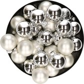 Kerstballen set - glas - 36x stuks - zilver - 4 cm - glans en mat