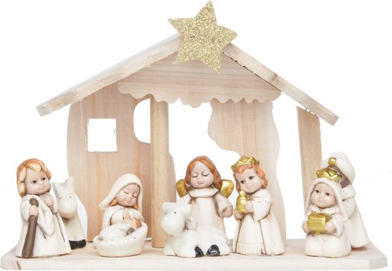 Kerststal modern wit - Duurzaam houten speelgoed