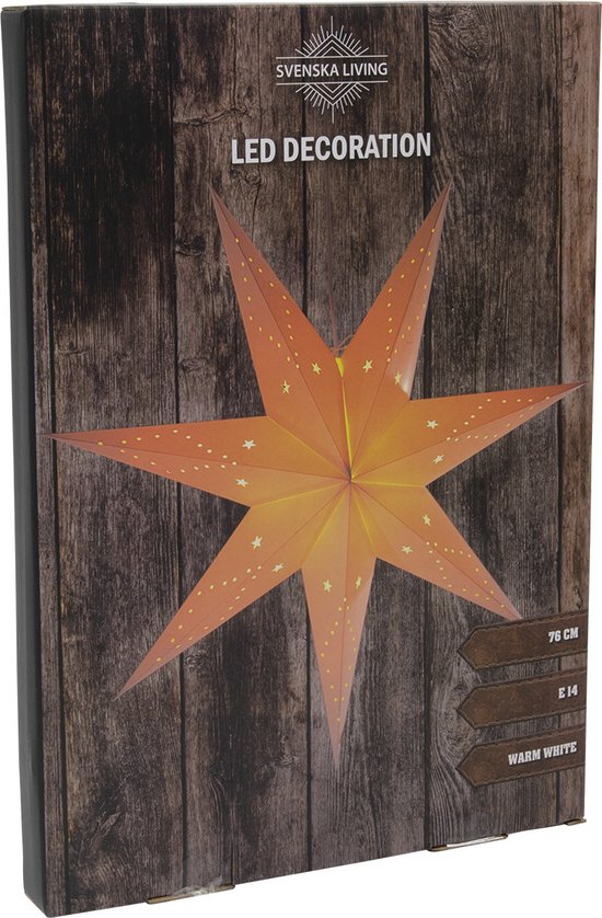 Novaliv Kerstster, deco-ster, 8 cm, wit, alleen voor binnenhuis, ledlamp met batterijvak, kerstversiering, verlicht