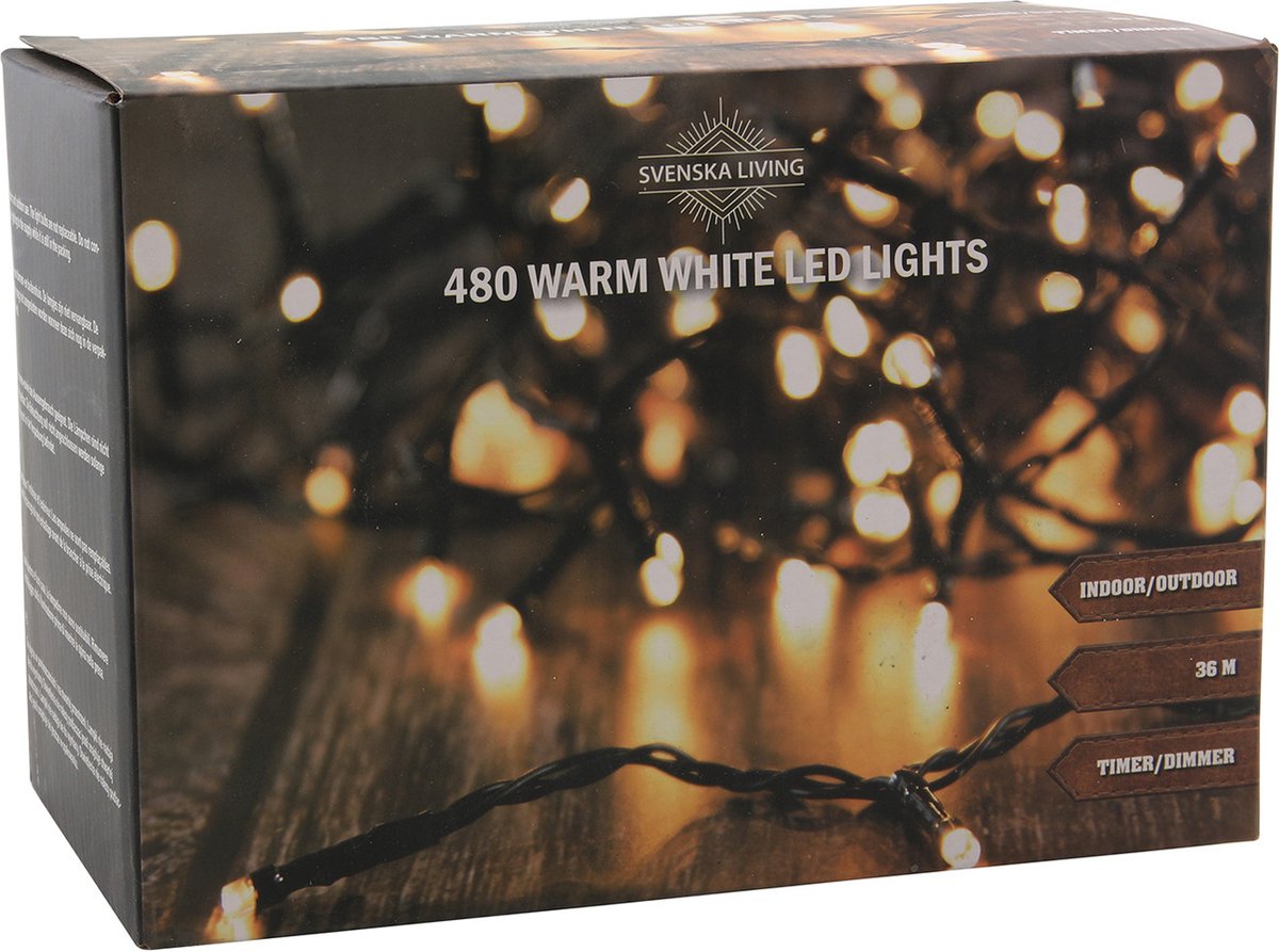Svenska Living Kerstverlichting - 480 led lampjes - warm wit - 3600 cm - timer - dimmer
