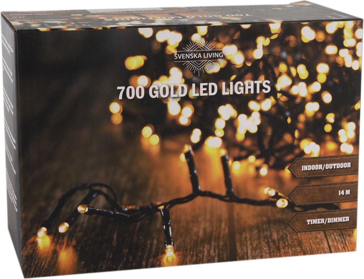 Svenska Living Kerstverlichting - 700 lampjes - goud licht - 1400 cm - timer-dimmer