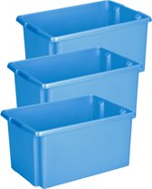 Sunware Opslagbox - 3 stuks - kunststof 51 liter blauw 59 x 39 x 29 cm
