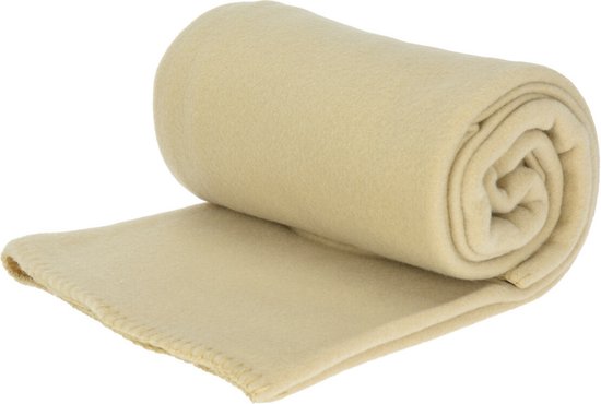 H&S Deken-plaid – fleece-polyester – flax geel – 125 x 150 cm