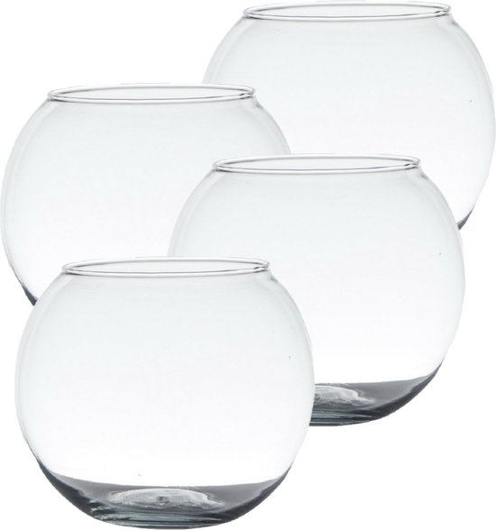 Hakbijl glas - Voordeelset van 4x stuks - Transparante kaarsenhouder/waxinelichtjes houder 7 x 9 cm