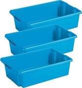 Sunware Opslagbox - 3 stuks - kunststof 30 liter blauw 59 x 39 x 17 cm