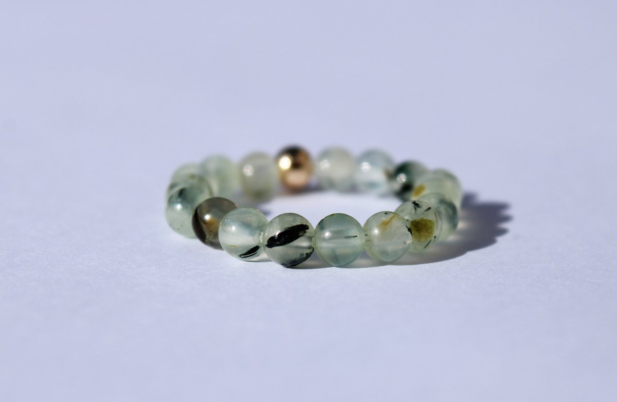 Bixorp Gems Edelsteen Ring van Prehniet - 4mm Kralen Ring - Cadeau voor haar