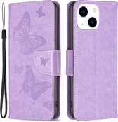 Coverup Vlinders Book Case - Geschikt voor iPhone 14 Hoesje - Paars