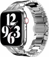 By Qubix Stalen schakelband - Zilver - Geschikt voor Apple Watch 38mm - 40mm - 41mm - Compatible Apple watch bandje - smartwatch bandje stalen bandje