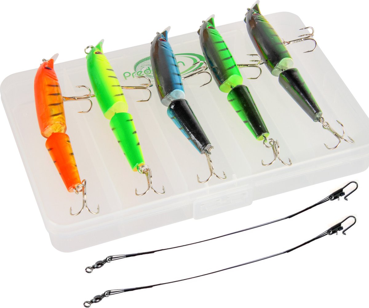 2-delige Kunstaas Pluggen Set met Stalen onderlijnen - 11cm - 15g - 8-delige set - Roofvissen - Kunstaas set voor Snoek, Zeebaars, Baars, Snoekbaars & Roofblei