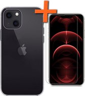 Hoesje Geschikt voor iPhone 14 Hoesje Siliconen Cover Case Met Screenprotector - Hoes Geschikt voor iPhone 14 Hoes Back Case - Transparant
