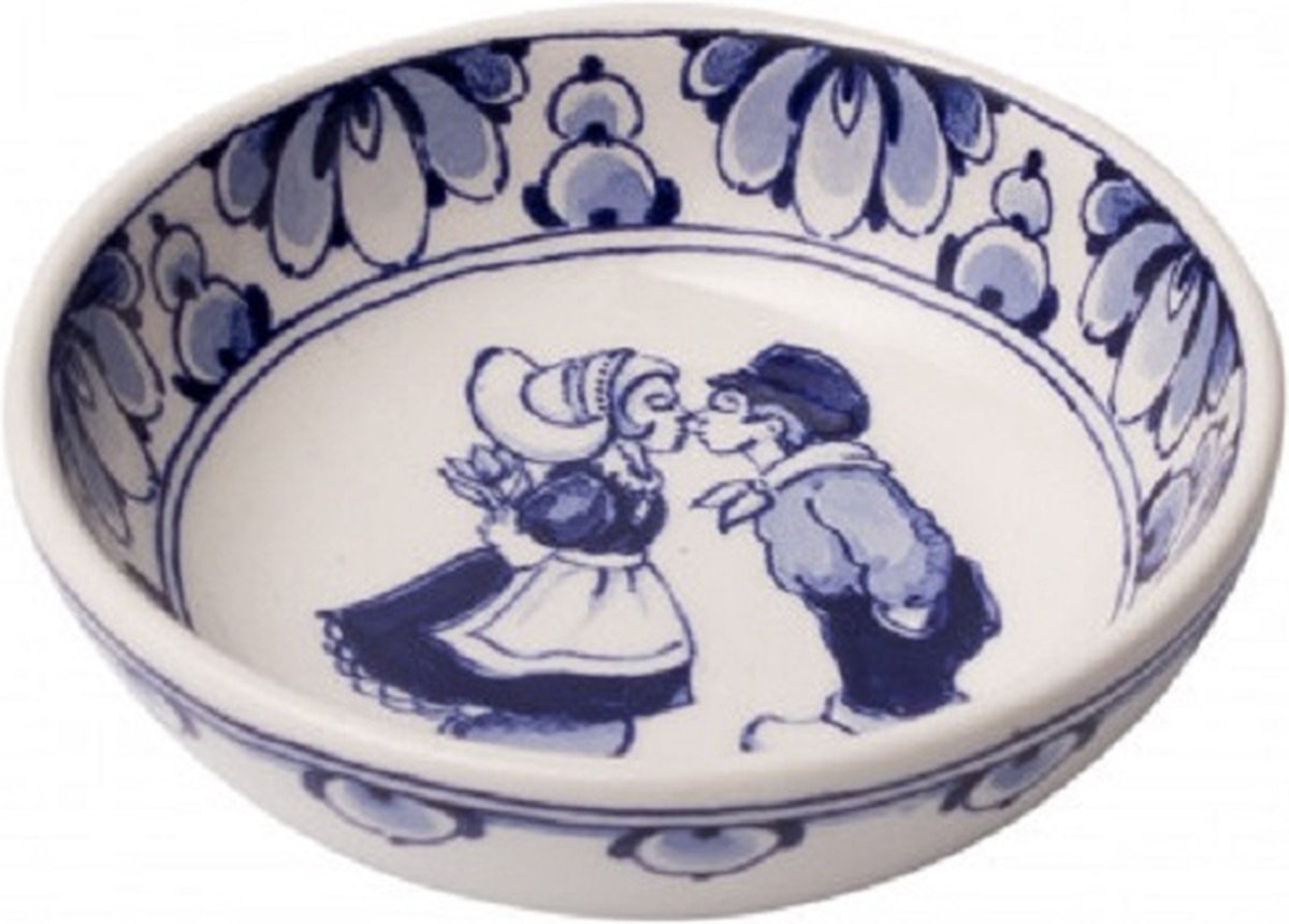 Tapasschaaltje kussend stel | Delfts Blauw | Heinen Delfts Blauw | 2 stuks | souvernir