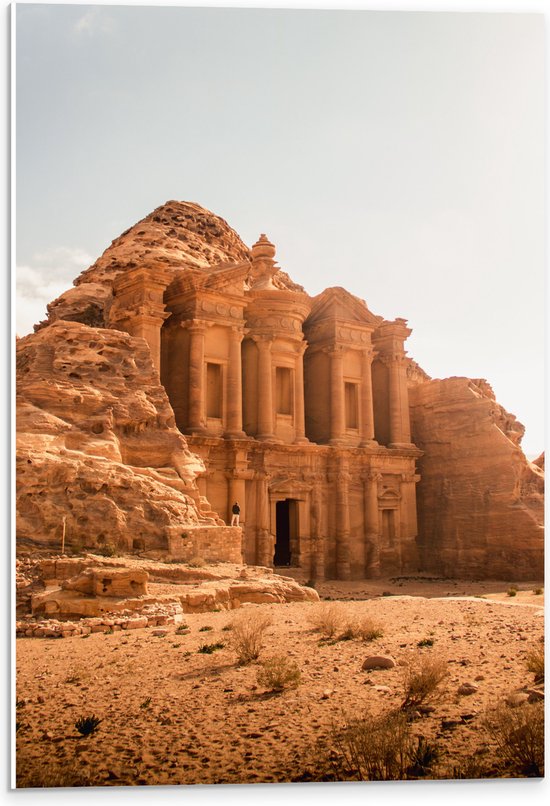 WallClassics - PVC Schuimplaat - Ad Deir Monument in Jordanië - 40x60 cm Foto op PVC Schuimplaat (Met Ophangsysteem)