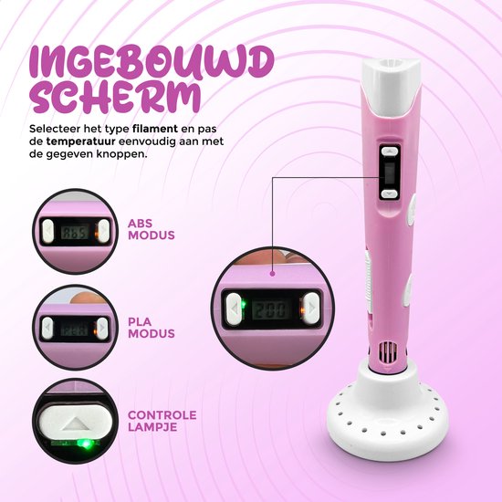 Fits4Kids® 3D Pen Starterspakket XXL - 140m Filament - Incl. E-Book - Opbergcase - Tekenmat - Tekenboek - Knutselen Meisjes & Jongens - Roze