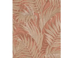 Dutch Wallcoverings Vliesbehang Grace Tropical palm leaf brown/gold - 10 m x 53 cm - GR322106