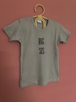 Little koekies - Big sis t-shirt taupe - Maat 104 - luxe kwaliteit - grote zus- zwangerschapsaankondiging - zwanger - zus