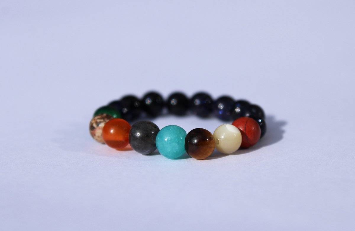 Bixorp Stars Natuursteen Ring van het Zonnestelsel met alle Planeten - Chakra Ring - Cadeau voor haar