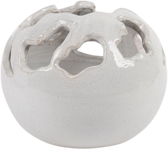 Rasteli Décoration Globe- Sphère Photophore Raku Wit D 15 cm H 15 cm