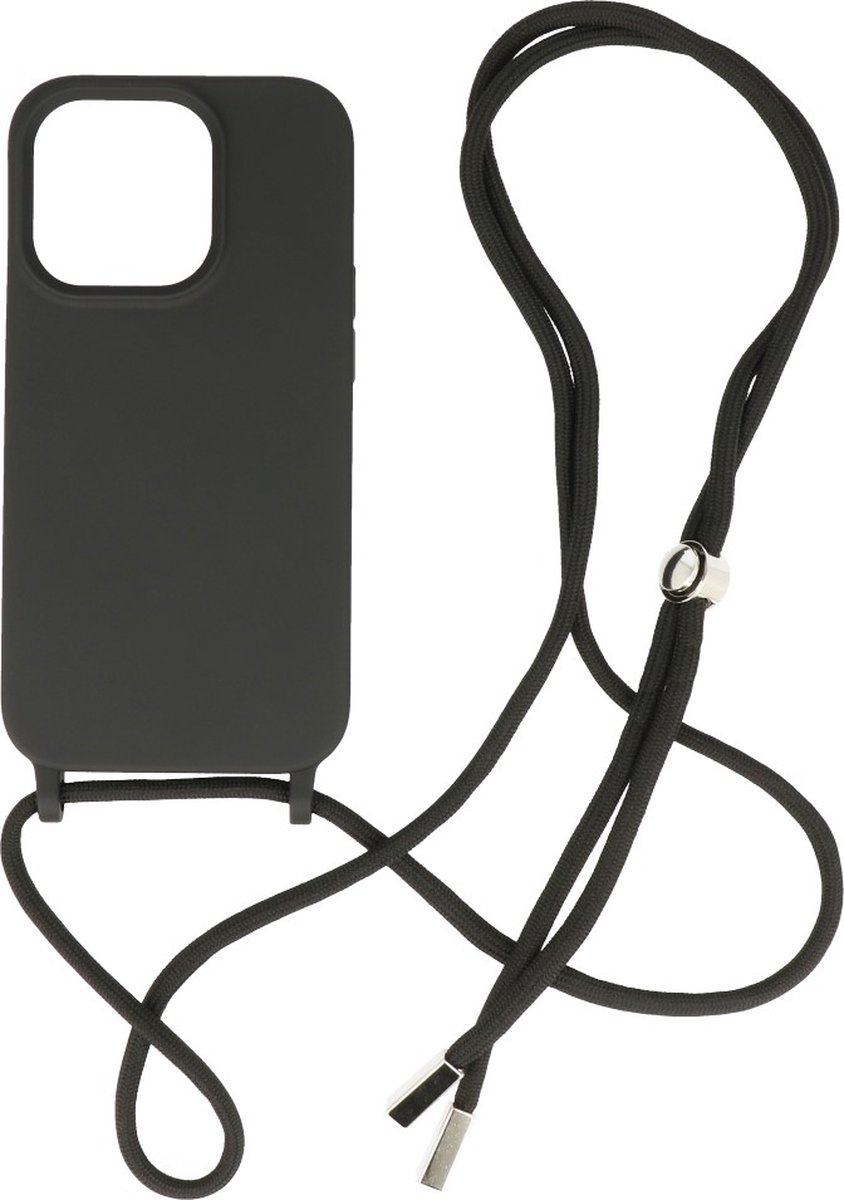 iPhone 14 Pro Max Hoesje Backcover Telefoonhoesje met Koord - 2.5mm Dikke - Zwart