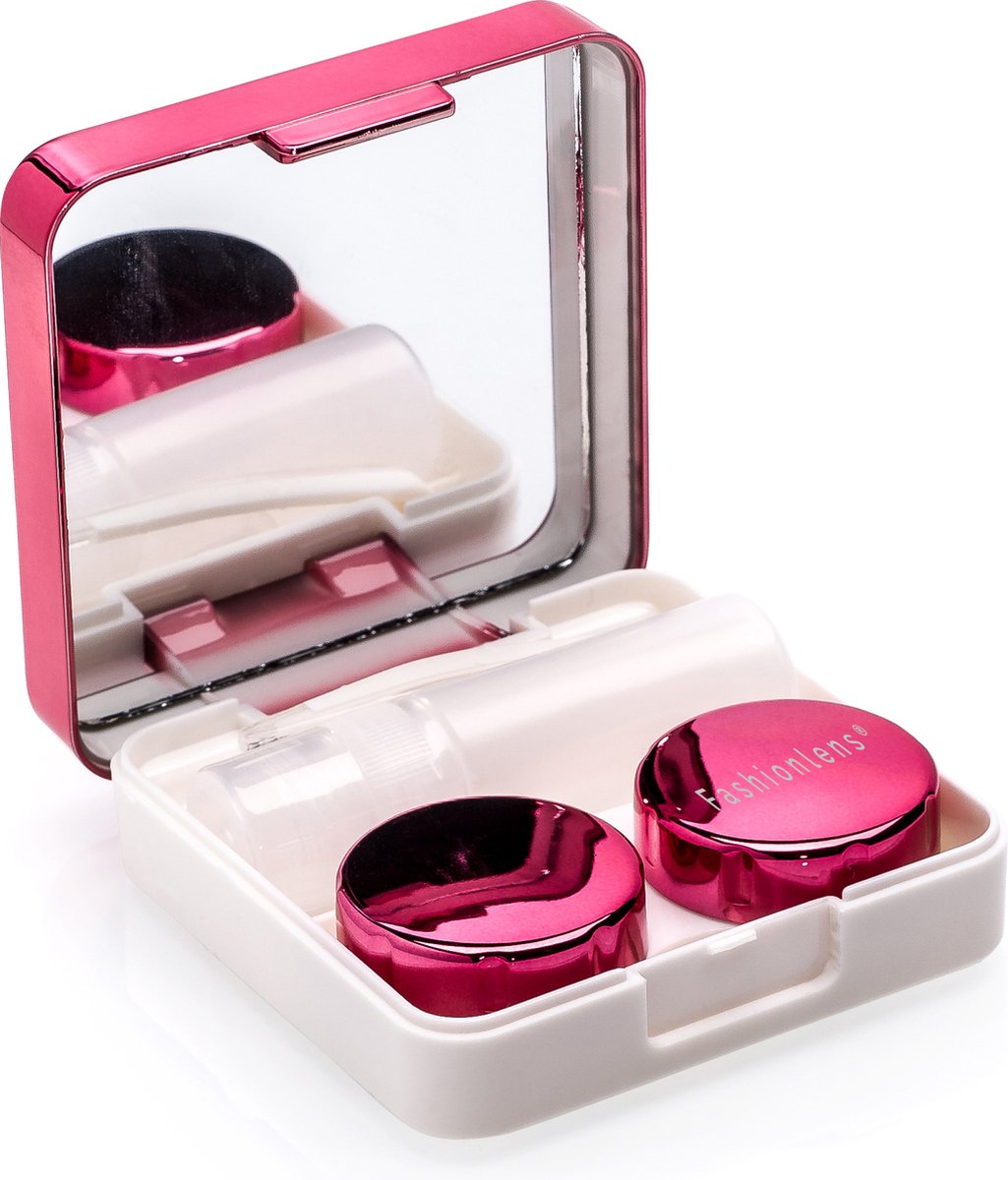 Goedkoopste Lenzendoosje Partylens® - Pink - lenshouder inclusief spiegeltje - 5 delig