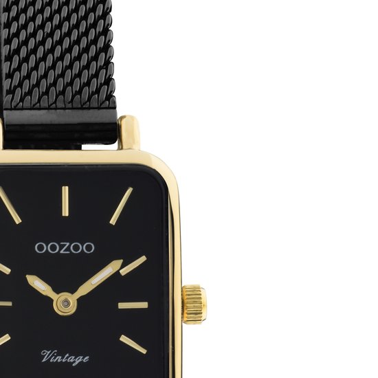 Oozoo Vintage herenhorloge - polshorloge heren met 20 mm mesh armband - analoog herenpolshorloge in rond - ook geschikt als dameshorloge, groen, groß, armband