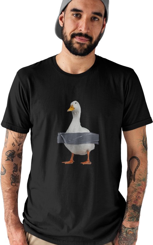 T-shirt rigolo avec canard "DuckTape" - T-shirt femme et homme avec imprimé - T-shirt homme et femme avec imprimé canard - Tailles unisexe : S à 3XL - Couleurs chemise : noir, anthracite, Fr. Marine et Bordeaux