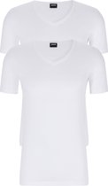 HUGO BOSS Modern stretch T-shirts slim fit (2-pack) - heren T-shirts V-hals - wit - Maat: S