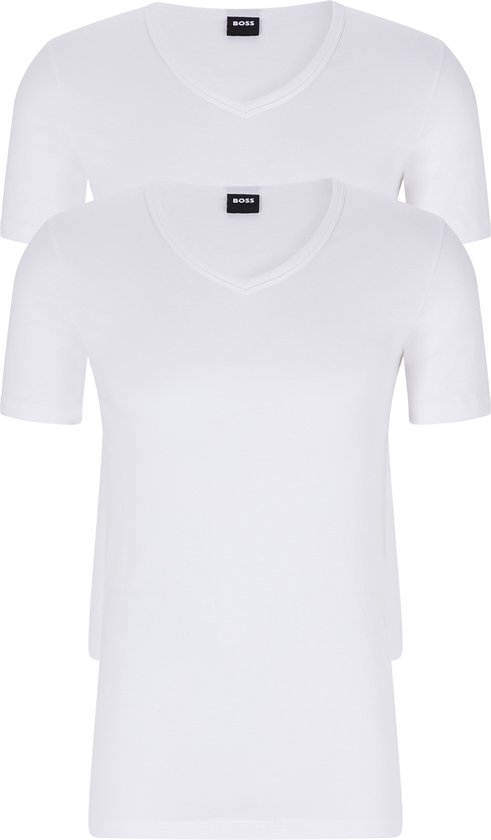 HUGO BOSS Modern stretch T-shirts slim fit (2-pack) - heren T-shirts V-hals - wit - Maat: S