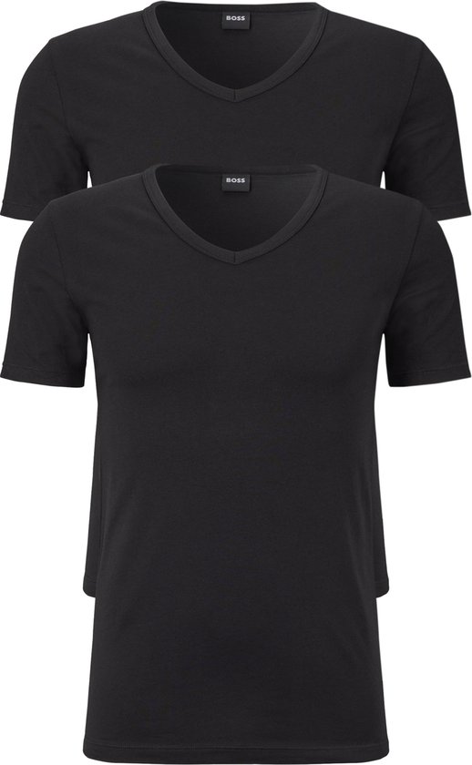 HUGO BOSS T-shirts stretch modernes coupe slim (lot de 2) - T-shirts hommes col en V- noir - Taille: S