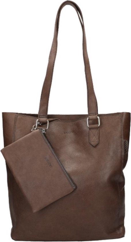 Dames schoudertas 'Borsa Stresa' leer Taupe