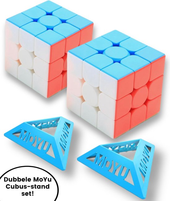 Afbeelding van het spel MoYu Speed Cube 2x 3x3 - Gratis 2x Cubestands - Verstelbaar - Magic cube - Puzzelkubus - complete set