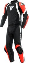 Dainese Avro 4 Leather 2Pcs Suit Black Matt Fluo Red White 48