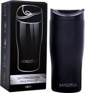BanGosa® Koffiebeker to go - Thermosbeker - Reisbeker - Travel mug - RVS 400ml - Mat Zwart