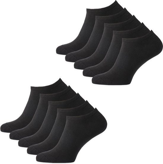 Socquettes noires - Taille 39/42 - 10 paires - sans couture - coton - pack économique