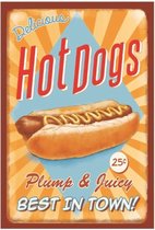 Wandbord - Hot Dogs Best In Town - Leuk Voor In De Keuken