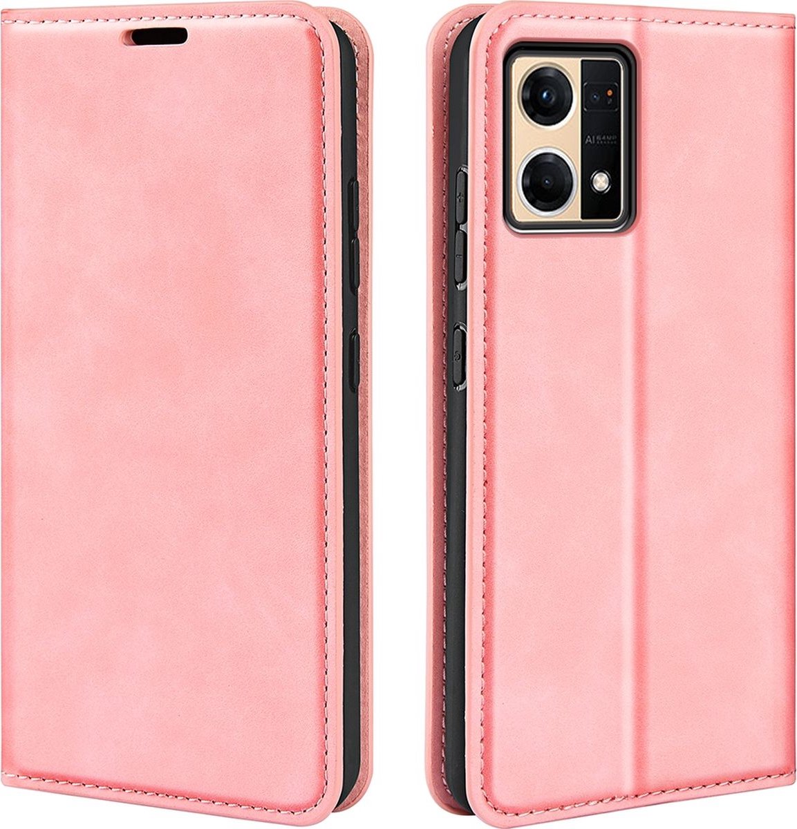 Mobigear Telefoonhoesje geschikt voor OPPO Reno 7 4G Hoesje | Mobigear Retro Slim Bookcase Portemonnee | Pasjeshouder voor 3 Pasjes | Telefoonhoesje voor Pinpas / OV Kaart / Rijbewijs - Roze