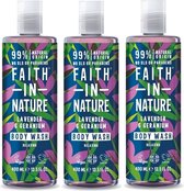 FAITH IN NATURE – Body Wash Lavender & Geranium – 3 pak – Ontspannend - Natuurlijk