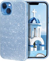 Hoesje Geschikt voor iPhone 14 Plus Glitter Siliconen backcover – Blauw